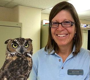 Educator Robin with Lute the Owl